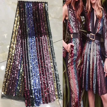 7 coors High quality African French net lace fabric colorful strips design sequins lace fabric for party dress FZZ267
7 coors High quality African French net lace fabric colorful strips design sequins lace fabric for party dress FZZ267