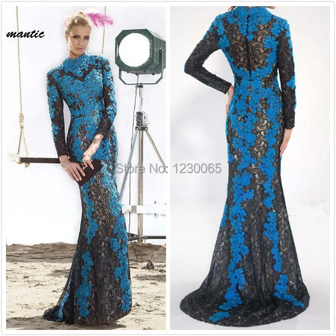 Vestidos De Festa Black Blue Lace Vintage High Neck Long Sleeve Mermaid Women Formal Evening Dress Gowns 2015 free shipping
Vestidos De Festa Black Blue Lace Vintage High Neck Long Sleeve Mermaid Women Formal Evening Dress Gowns 2015 free shipping