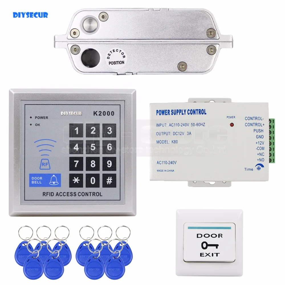 DIYSECUR 125KHz RFID Password Keypad Access Control Security System Full Kit Set Electric Drop Bolt Lock Electric Mortise Lock
DIYSECUR 125KHz RFID Password Keypad Access Control Security System Full Kit Set Electric Drop Bolt Lock Electric Mortise Lock