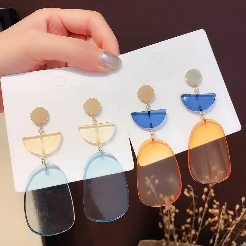 Korean Transparent Acrylic Big Geometric Drop Earrings For Women 2020 Summer New Jewelry
Korean Transparent Acrylic Big Geometric Drop Earrings For Women 2020 Summer New Jewelry