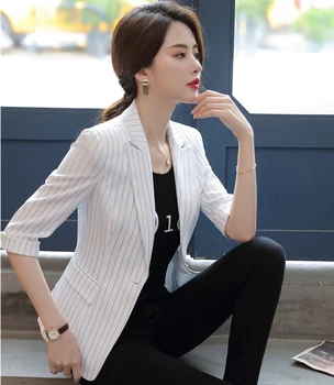 Formal Half Sleeve Women Business Blazers Jackets Coat Fashion Striped for Ladies Office Work Wear Blazer Outwear Tops Blaser
Formal Half Sleeve Women Business Blazers Jackets Coat Fashion Striped for Ladies Office Work Wear Blazer Outwear Tops Blaser