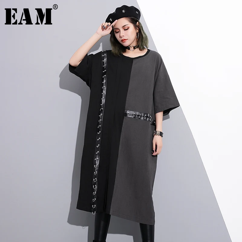 WKOUD EAM 2019 Summer New Fashion O-neck Half Sleeve Loose Casual Tide Pu Stitching Ring Hit Color Dress Women YC195
WKOUD EAM 2019 Summer New Fashion O-neck Half Sleeve Loose Casual Tide Pu Stitching Ring Hit Color Dress Women YC195