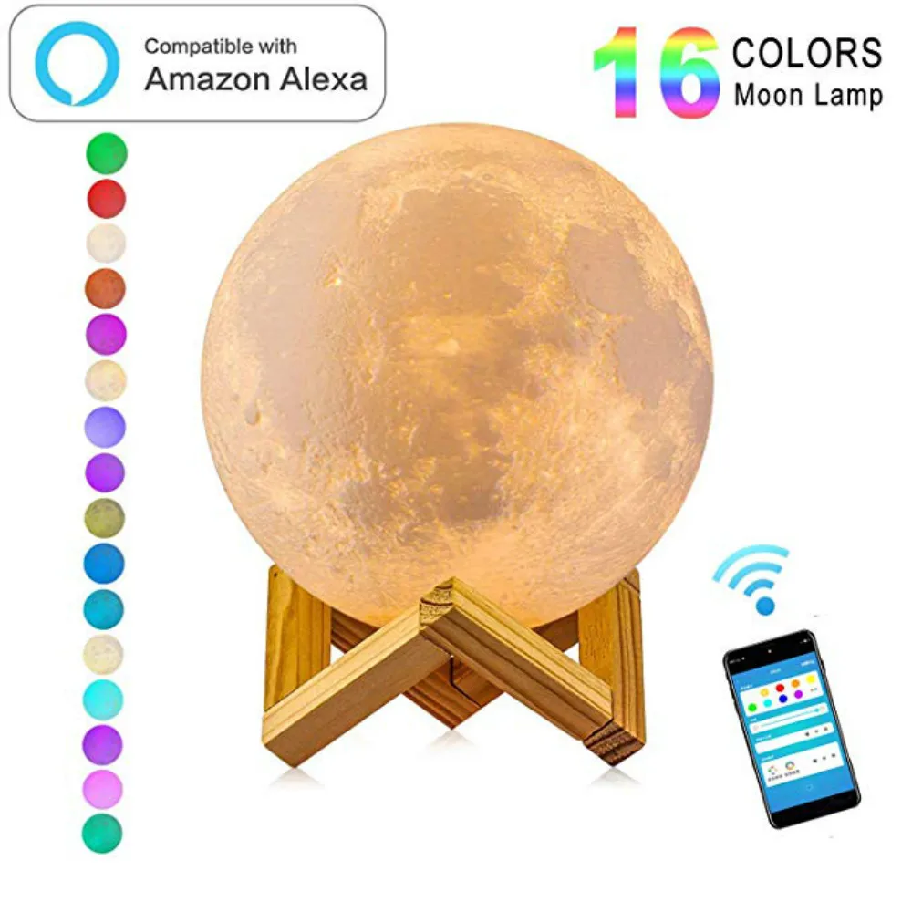 New Version Smart Moon Lamp Wifi App Control Voice Control Updated Compatible with Amazon Alexa 3D Printining Coloful USB
New Version Smart Moon Lamp Wifi App Control Voice Control Updated Compatible with Amazon Alexa 3D Printining Coloful USB