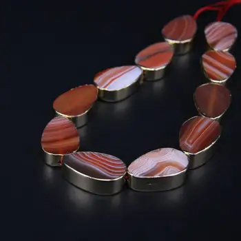 Natural Red Stripe Agates Flat Teardrop Loose Beads,Plating Gold Edged Gems Stone Slab Pendants Bracelets Jewelry Making,11pcs
Natural Red Stripe Agates Flat Teardrop Loose Beads,Plating Gold Edged Gems Stone Slab Pendants Bracelets Jewelry Making,11pcs