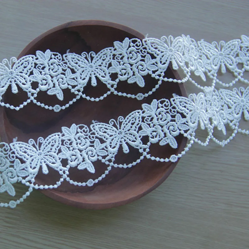 10Yards White Color Polyester Dangle Embroidery Lace Trim Butterfly Water Soluble Craft Lace for Bridal Wedding Gown Costume
10Yards White Color Polyester Dangle Embroidery Lace Trim Butterfly Water Soluble Craft Lace for Bridal Wedding Gown Costume
