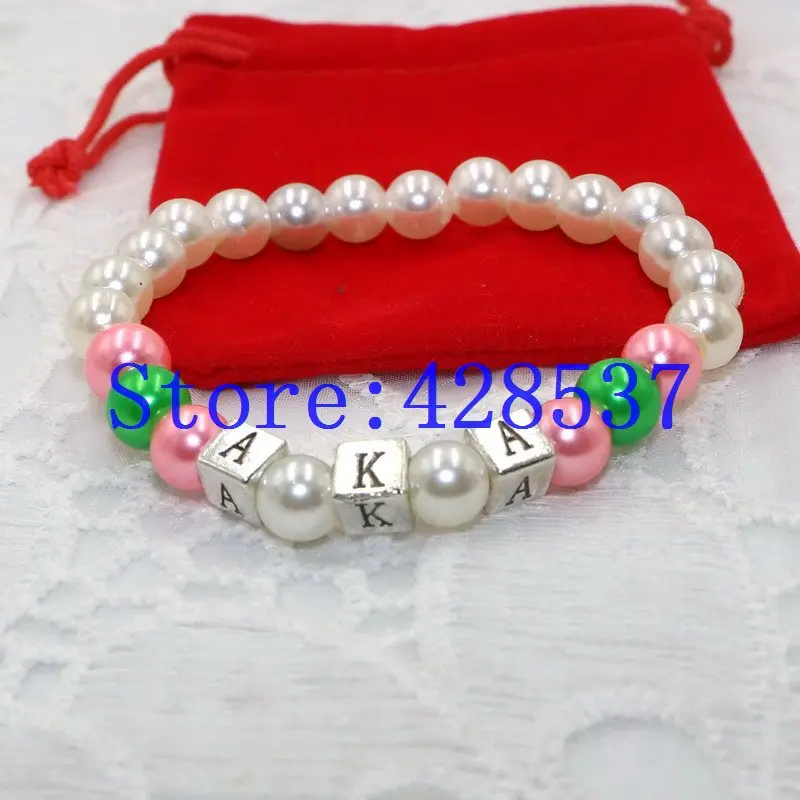 Free Shipping Greek Sorority Alpha Kapp 8mm Green Pink White Pearls Crystals Metal AKA Beads Stretch Elastic Bangles Bracelets
Free Shipping Greek Sorority Alpha Kapp 8mm Green Pink White Pearls Crystals Metal AKA Beads Stretch Elastic Bangles Bracelets
