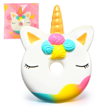 

Jumbo Unicorn Donut Squishy Cake Bread Squishies Cream Scented Slow Rising Squeeze Toy Original Package