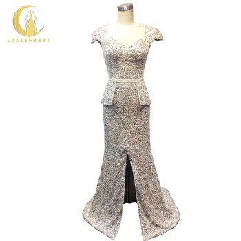 Rhine 100% Real Picture Sliver Gray Cap Sleeves FUll Sequins Beads Slit Mermaid Sexy Luxury Formal Dress Evening Dress
Rhine 100% Real Picture Sliver Gray Cap Sleeves FUll Sequins Beads Slit Mermaid Sexy Luxury Formal Dress Evening Dress