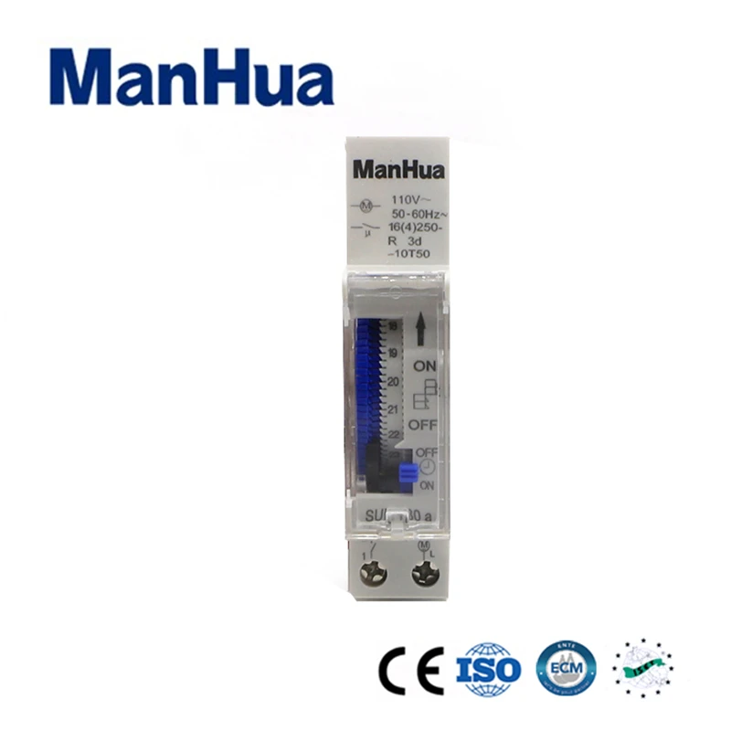 ManHua Mechanical Analog Time Switch 24 Hour 110V/220-240VAC Mechanical Programmable DIN Rail Time Switch SUL180a
ManHua Mechanical Analog Time Switch 24 Hour 110V/220-240VAC Mechanical Programmable DIN Rail Time Switch SUL180a