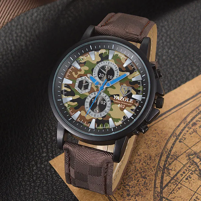 Yazole Военная Униформа камуфляж кварцевые часы Для мужчин бренд известный