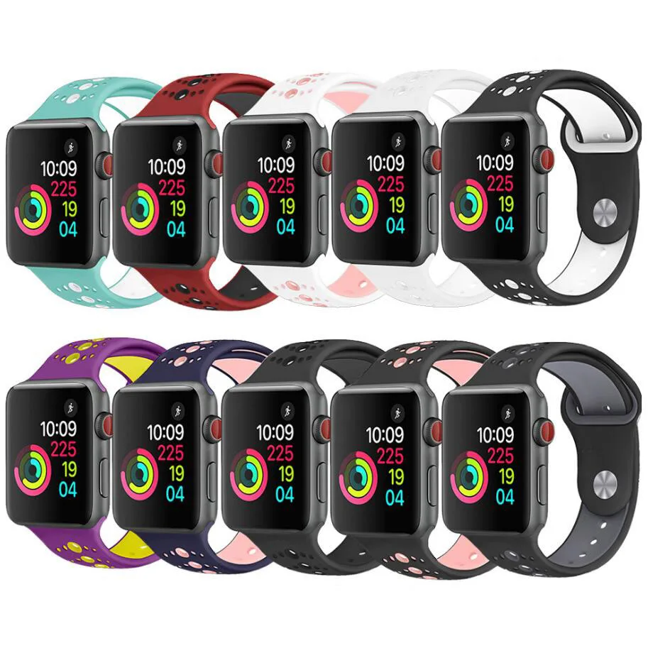 10 Colors Silicone Replacement Sport WatchBand For iWatch 38mm 42mm Apple Watch Series 1 2 3 4 40mm 44mm Wrist Bracelet Strap
10 Colors Silicone Replacement Sport WatchBand For iWatch 38mm 42mm Apple Watch Series 1 2 3 4 40mm 44mm Wrist Bracelet Strap