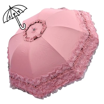 Princess brand 3 Folding Umbrella Lace Sun Parasol Rain Women Arched UV Guarda Chuva Young Lady Outside Umbrella with Bag
Princess brand 3 Folding Umbrella Lace Sun Parasol Rain Women Arched UV Guarda Chuva Young Lady Outside Umbrella with Bag
