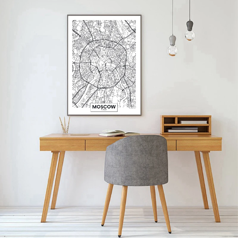 Moscow Map Poster Home Decor