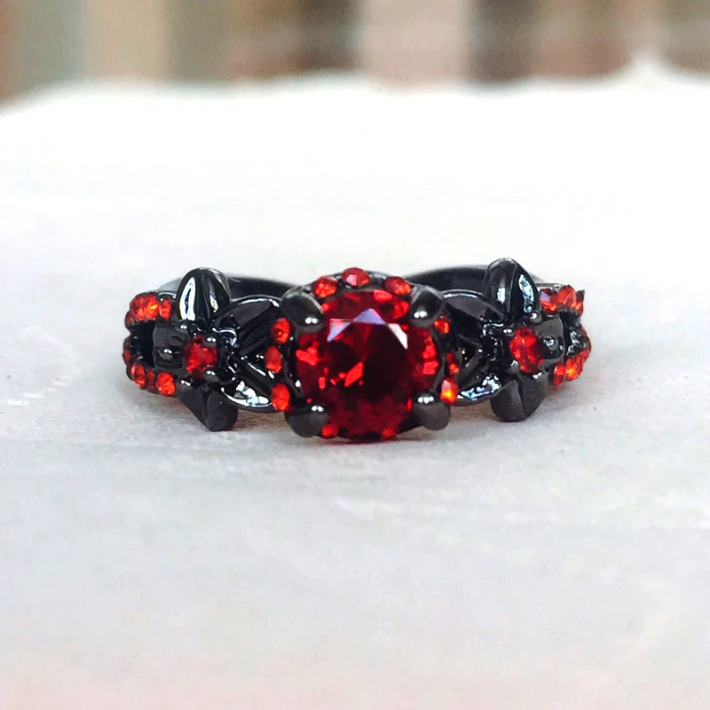 Red Garnet Flower Shiny Black Gold Filled Rings for Women Charming wedding Jewelry Promise Opal Rings Bijoux Femme party gifts
Red Garnet Flower Shiny Black Gold Filled Rings for Women Charming wedding Jewelry Promise Opal Rings Bijoux Femme party gifts