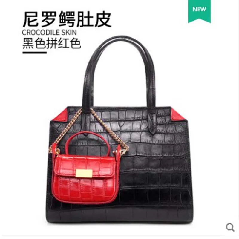 

gete 2018 new ew Thai real crocodile skin belly woman bag handbag leather personality European and American fashion Mother bag