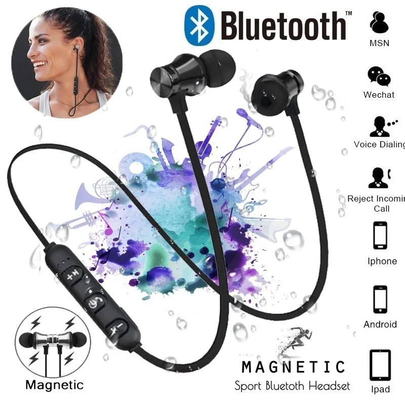 Magnetic Wireless Bluetooth Earphones V4.2 Stereo Sports Waterproof Earbuds headset with Mic for iPhone 8 X 7 Xiaomi all Phone
Magnetic Wireless Bluetooth Earphones V4.2 Stereo Sports Waterproof Earbuds headset with Mic for iPhone 8 X 7 Xiaomi all Phone