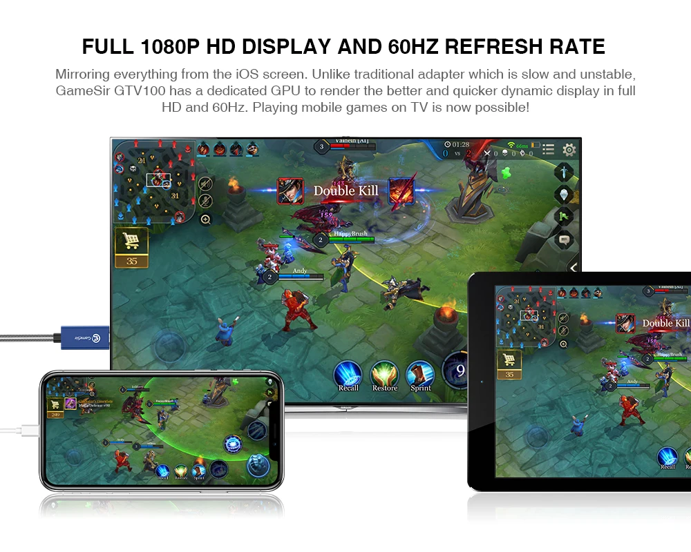 Gamesir Gtv100 Cep Hdmi Ekran Adaptörü Kablosu 47 Geleneksel Adaptörler Yavaş Ve Dengesiz Olabilir, Gamesir Gtv100 Atanmış Bir Gpu Ile Görüntüyü Daha Iyi Tarar Ve Aktarır! Mobil Oyunları Televizyonda Oynamak Artık Mümkün!