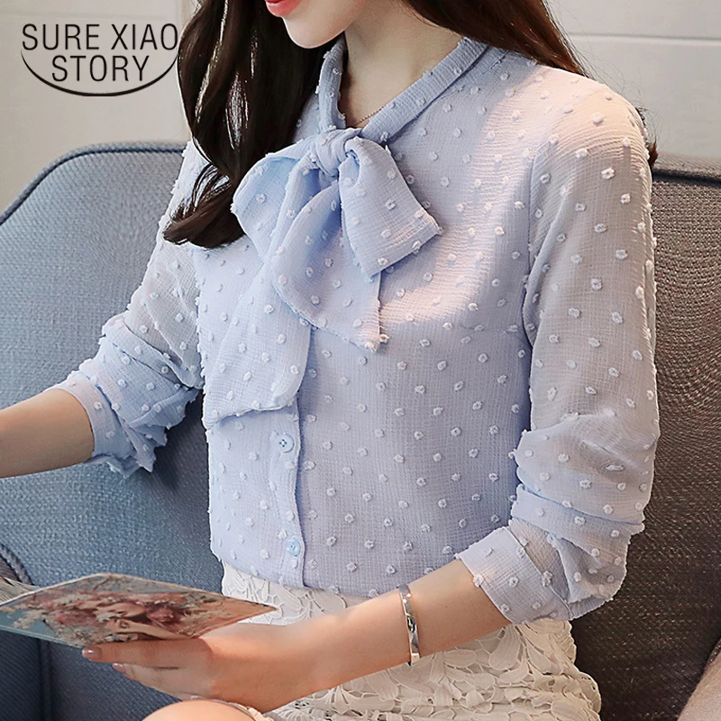 women blouse 2018 spring new Korean style stand collar long sleeve bow tie women top Polka dot chiffon shirt slim blouse 1252 40
women blouse 2018 spring new Korean style stand collar long sleeve bow tie women top Polka dot chiffon shirt slim blouse 1252 40