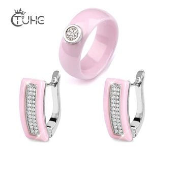 Pink Ceramic Jewelry for Women 2018 Hot 8mm Smooth Silver Ceramic Rings U Shape Stud Earrings Fashion Jewelry Christmas Gift
Pink Ceramic Jewelry for Women 2018 Hot 8mm Smooth Silver Ceramic Rings U Shape Stud Earrings Fashion Jewelry Christmas Gift