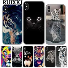 Ruixkj para iphone x 8 plus 7 6 6 s plus 5S se legal tigre coruja gato cão dos desenhos animados pintado silicone caso do telefone para iphone 7 capa(China)
