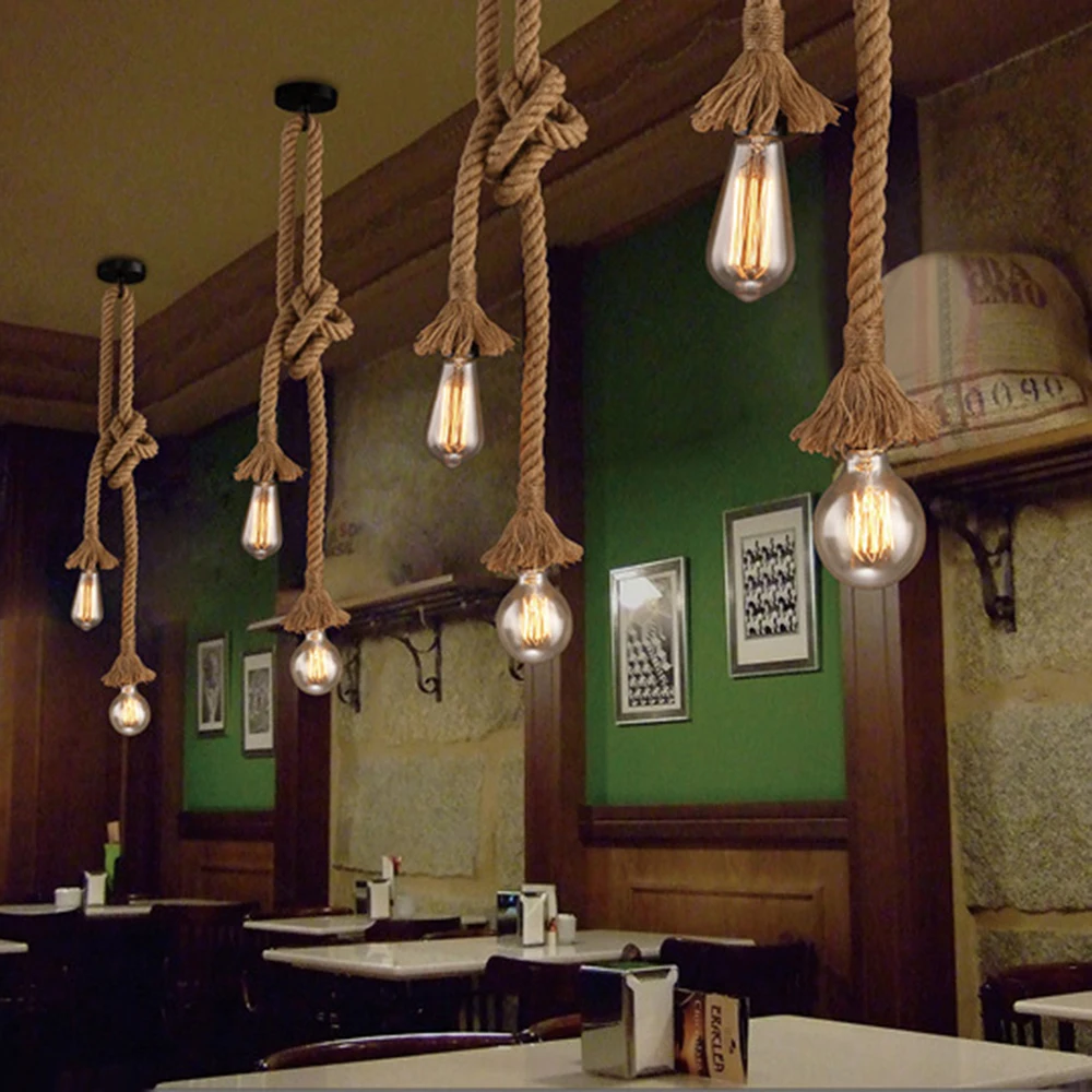 Vintage Hemp Rope Pendant Light AC90-260V Loft Creative Personality Industrial Retro Lamp Edison Bulb E27 Holder Hanging Lamp
Vintage Hemp Rope Pendant Light AC90-260V Loft Creative Personality Industrial Retro Lamp Edison Bulb E27 Holder Hanging Lamp