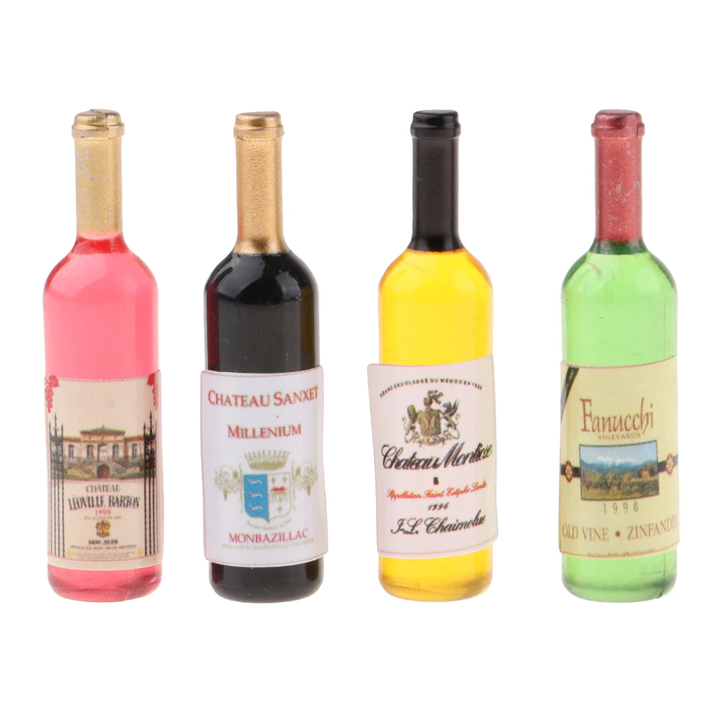 4PCS 1/12 Dollhouse Miniature Liquor Bottles Red Wine Bottles Models 4PCS 1/12 Dollhouse Miniature Liquor Bottles Red Wine Bottles Models