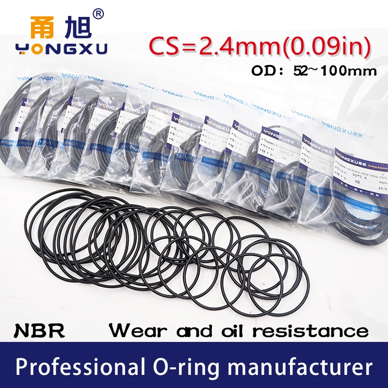 20PCS/lot Black NBR Sealing O-Ring 2.4mm Thickness 52/55/60/62/65/70/75/80/85/90/95/100mm OD O Ring Seal Rubber Gasket Washer
20PCS/lot Black NBR Sealing O-Ring 2.4mm Thickness 52/55/60/62/65/70/75/80/85/90/95/100mm OD O Ring Seal Rubber Gasket Washer