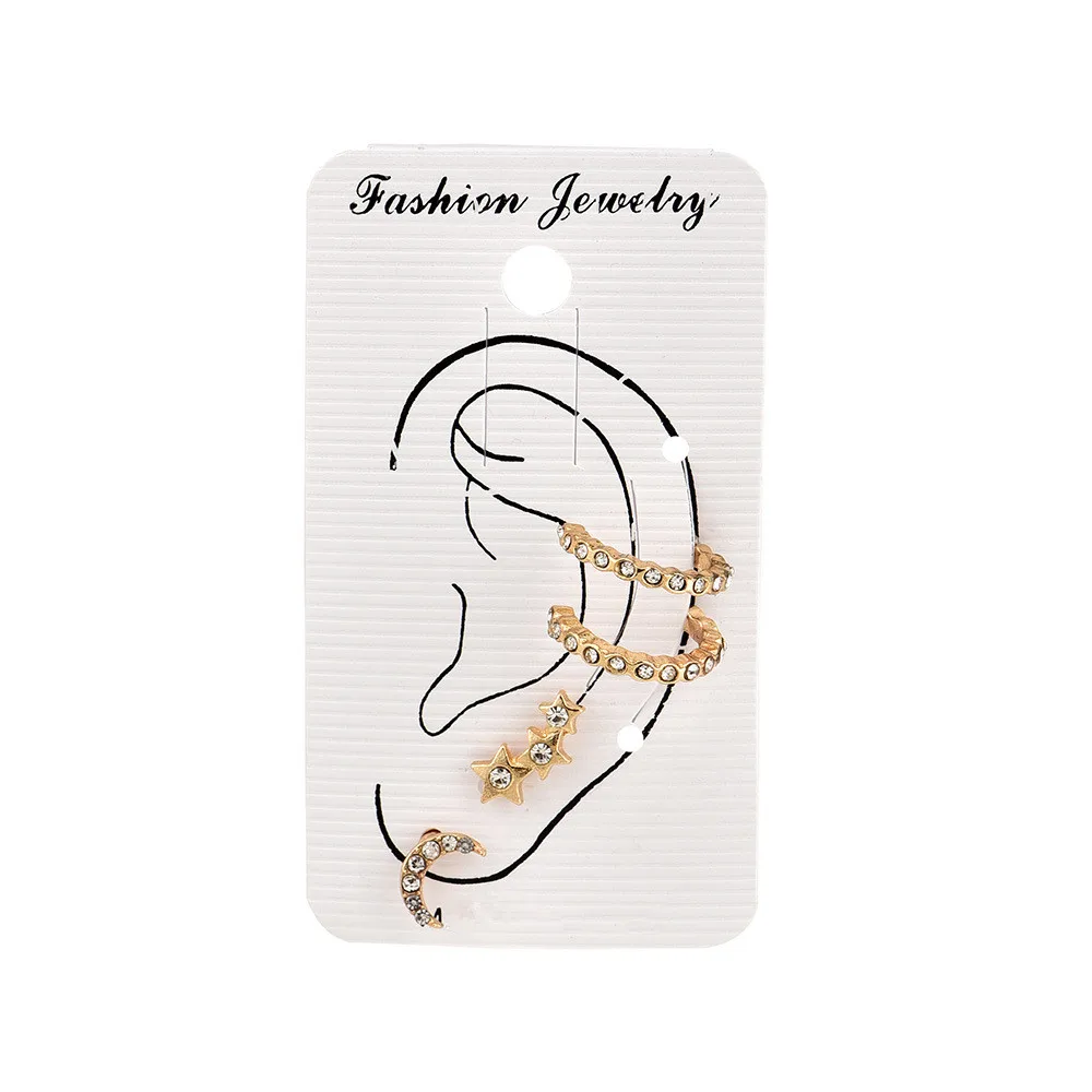4PCS/Set Trendy Small Round Ear Cuff Earrings for Women GoldStar Moon Rhinestone Clip Earrings Women Elegant Jewelry wholesale
4PCS/Set Trendy Small Round Ear Cuff Earrings for Women GoldStar Moon Rhinestone Clip Earrings Women Elegant Jewelry wholesale