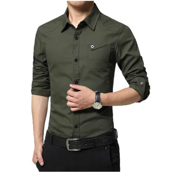 Fashion trend men's men's long-sleeved shirt men's cotton slim shirt men's military casual shirt
Fashion trend men's men's long-sleeved shirt men's cotton slim shirt men's military casual shirt