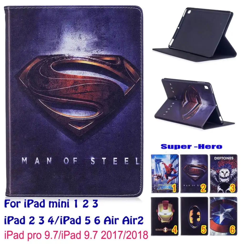 Spiderman Superman Pattern Case For Apple iPad mini 1 2 3 iPad 5 6 Air Air2 iPad 9.7 2017 2018 iPad 4 Case Tablet Stand Funda
Spiderman Superman Pattern Case For Apple iPad mini 1 2 3 iPad 5 6 Air Air2 iPad 9.7 2017 2018 iPad 4 Case Tablet Stand Funda