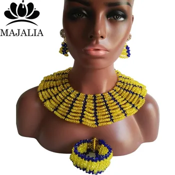 Majalia Classic Nigerian Wedding African Jewelry Set Yellow and Royal blue Crystal Necklace Bride Jewelry Sets 10SX010
Majalia Classic Nigerian Wedding African Jewelry Set Yellow and Royal blue Crystal Necklace Bride Jewelry Sets 10SX010