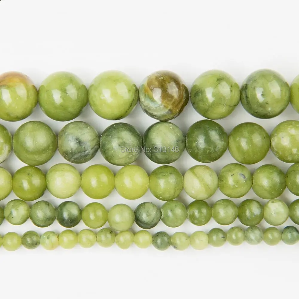 about 38 per strand Olive Serpentine Olive Jade Gemstone Beads Full strand of AAA Grade beads 10mm round beads on 15 inch strand
