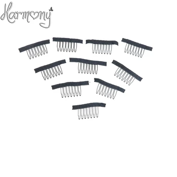 

10 pcs Black Wig Combs With Polyster Cloth 7 Teeth Wig Accessories Hair Wig Combs Wholesale Lace Wig Comb Clips