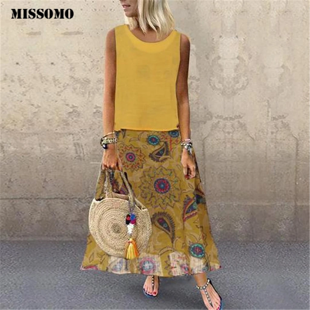 MISSOMO 2PC 5XL Women Dress Daily Cotton Linen dress Vintage Print Sleeveless Loose Plus Size 5XL Maxi Long Dress vestidos
MISSOMO 2PC 5XL Women Dress Daily Cotton Linen dress Vintage Print Sleeveless Loose Plus Size 5XL Maxi Long Dress vestidos