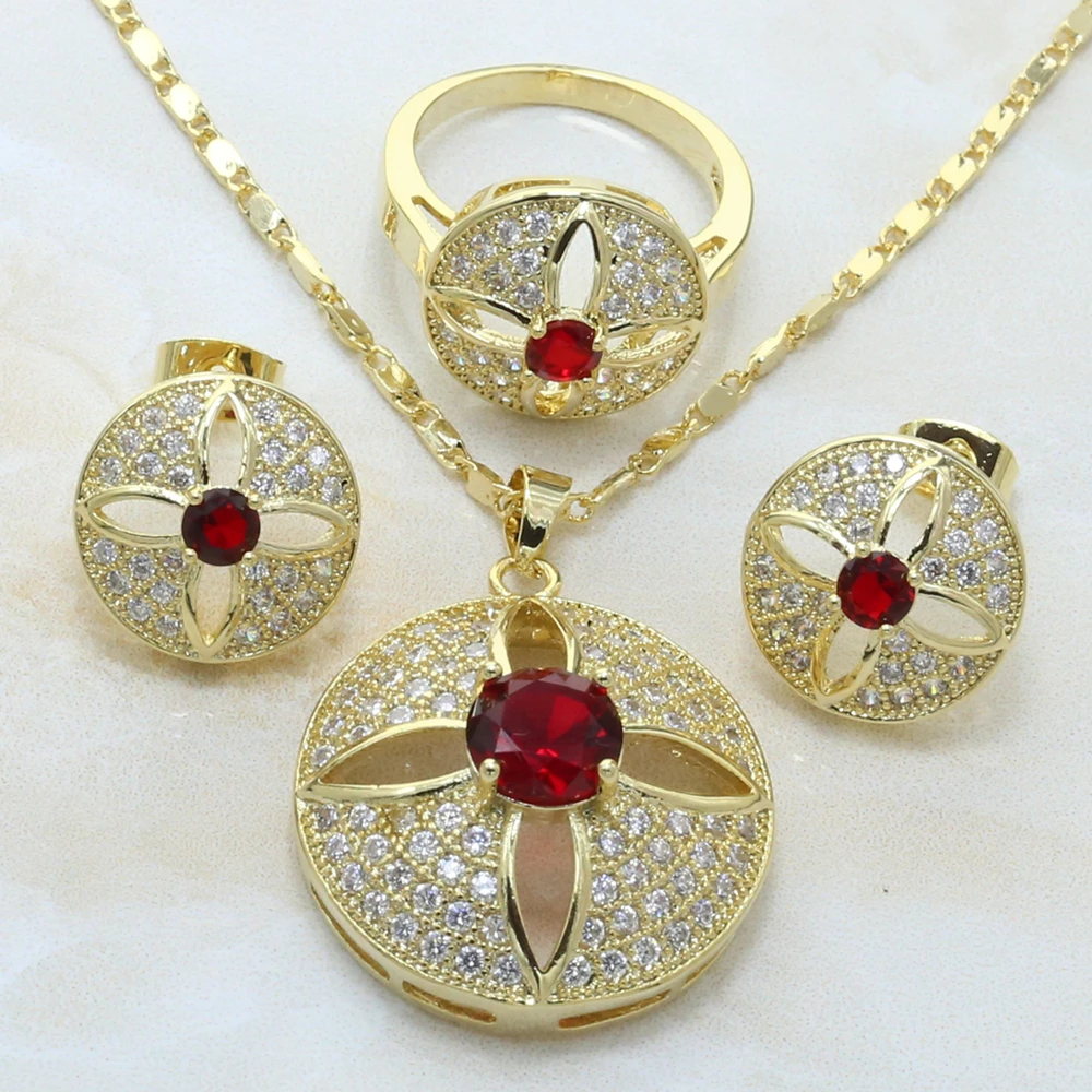 Otogo Transing Fashion Gold Color Necklace/Ring/Earrings Tray Red/White and Multi Color Cubic Zirconia Fashion Jewelry Set-S253
Otogo Transing Fashion Gold Color Necklace/Ring/Earrings Tray Red/White and Multi Color Cubic Zirconia Fashion Jewelry Set-S253