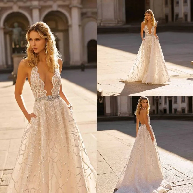 2020 Wedding Dresses Deep V-Neck Backless Lace Appliques Bridal Gowns Boho Country A-Line Wedding Dress Vestidos De Novia
2020 Wedding Dresses Deep V-Neck Backless Lace Appliques Bridal Gowns Boho Country A-Line Wedding Dress Vestidos De Novia