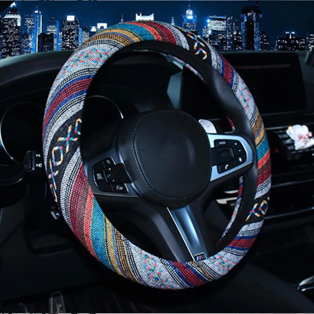 Car Steering Wheel Cover Linen Flax Auto Steering-Wheel Four Season Ethnic Style Pattern Vehicle Car Steering Wheel Cover
Car Steering Wheel Cover Linen Flax Auto Steering-Wheel Four Season Ethnic Style Pattern Vehicle Car Steering Wheel Cover