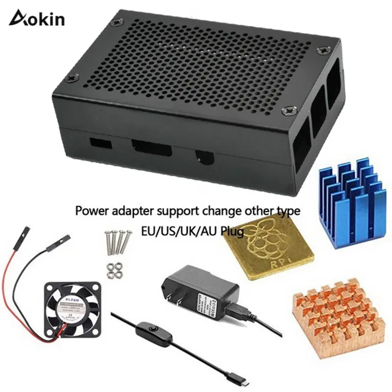 For Raspberry Pi 3 B+Case Aluminum Case Silver Case Metal Enclosure + 5V / 3.3V Cooling Fan Heat Sink Case For Raspberry Pi
For Raspberry Pi 3 B+Case Aluminum Case Silver Case Metal Enclosure + 5V / 3.3V Cooling Fan Heat Sink Case For Raspberry Pi