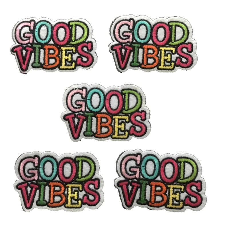 10 Pieces/lot New GOOD VIBES Embroidered Patches Iron on Patch for Clothes Letters Embroidery Appliques Sewing DIY Patchwork
10 Pieces/lot New GOOD VIBES Embroidered Patches Iron on Patch for Clothes Letters Embroidery Appliques Sewing DIY Patchwork