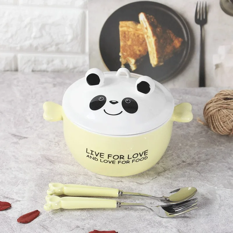 Panda Bowl with Spoon Cartoon Animal Ceramic Noodle Soup bowls with fork Student Kids Tableware set
Panda Bowl with Spoon Cartoon Animal Ceramic Noodle Soup bowls with fork Student Kids Tableware set