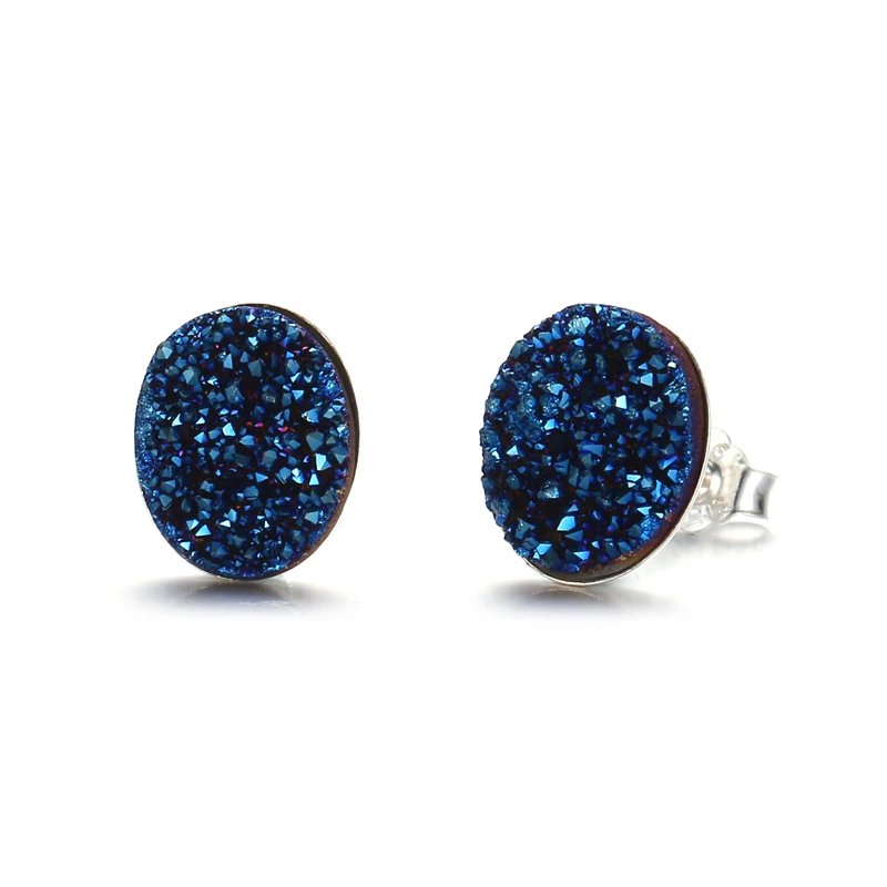 Oval 925 Sterling Silver Earrings Jewelry Stud Natural Crystal Druzy Quartz Stone Plating Color Fashion Brand Earring Bijoux
Oval 925 Sterling Silver Earrings Jewelry Stud Natural Crystal Druzy Quartz Stone Plating Color Fashion Brand Earring Bijoux