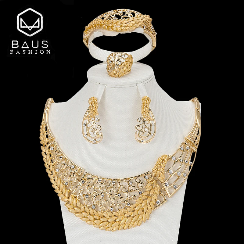 BAUS 2018 Exquisite Dubai Gold Color Jewelry Set Luxury Big Nigerian Wedding African Beads Jewelry Set Wholesale design
BAUS 2018 Exquisite Dubai Gold Color Jewelry Set Luxury Big Nigerian Wedding African Beads Jewelry Set Wholesale design