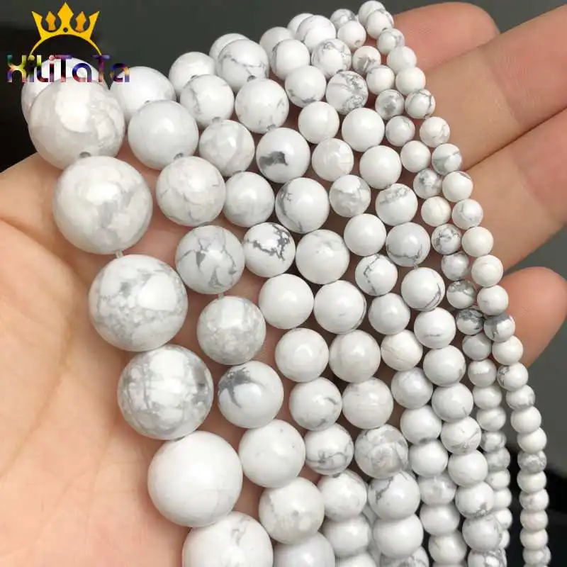 

Natural White Howlite Turquoises Stone Beads Round Loose Beads For Jewelry Making DIY Bracelet Necklace 15'' 4/6/8/10/12/14mm