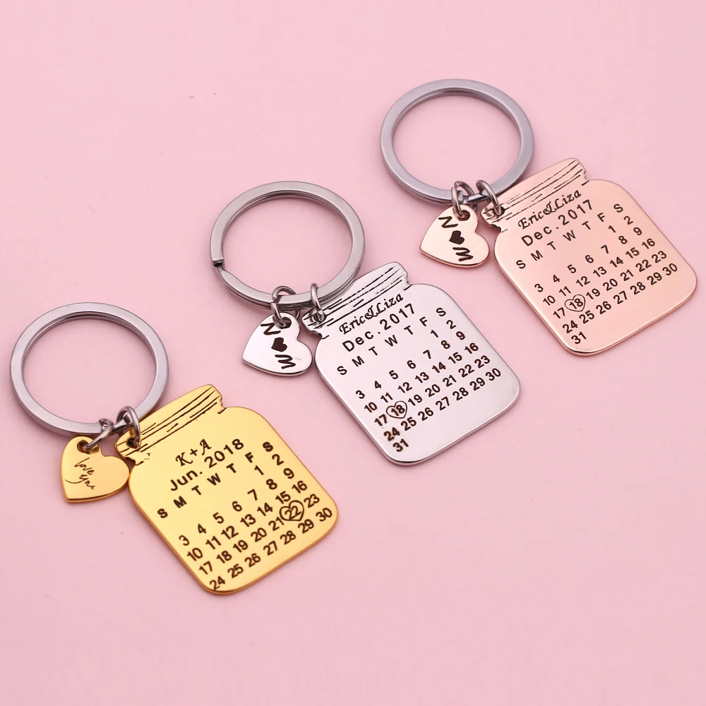 Personalized Calendar Keychain Stainless Steel Private Custom Name Highlighted with Heart Date Calendar Brelok For Birthday Gift
Personalized Calendar Keychain Stainless Steel Private Custom Name Highlighted with Heart Date Calendar Brelok For Birthday Gift