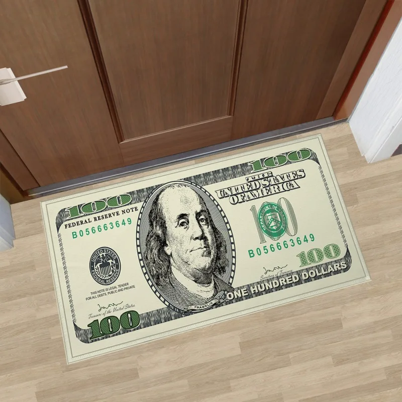 Funny Dollar Printed Door Rug Mat 100 Bill Print Area Rug With Non-Slip Backing Modern Home Decor Carpet Runner Mat
Funny Dollar Printed Door Rug Mat 100 Bill Print Area Rug With Non-Slip Backing Modern Home Decor Carpet Runner Mat