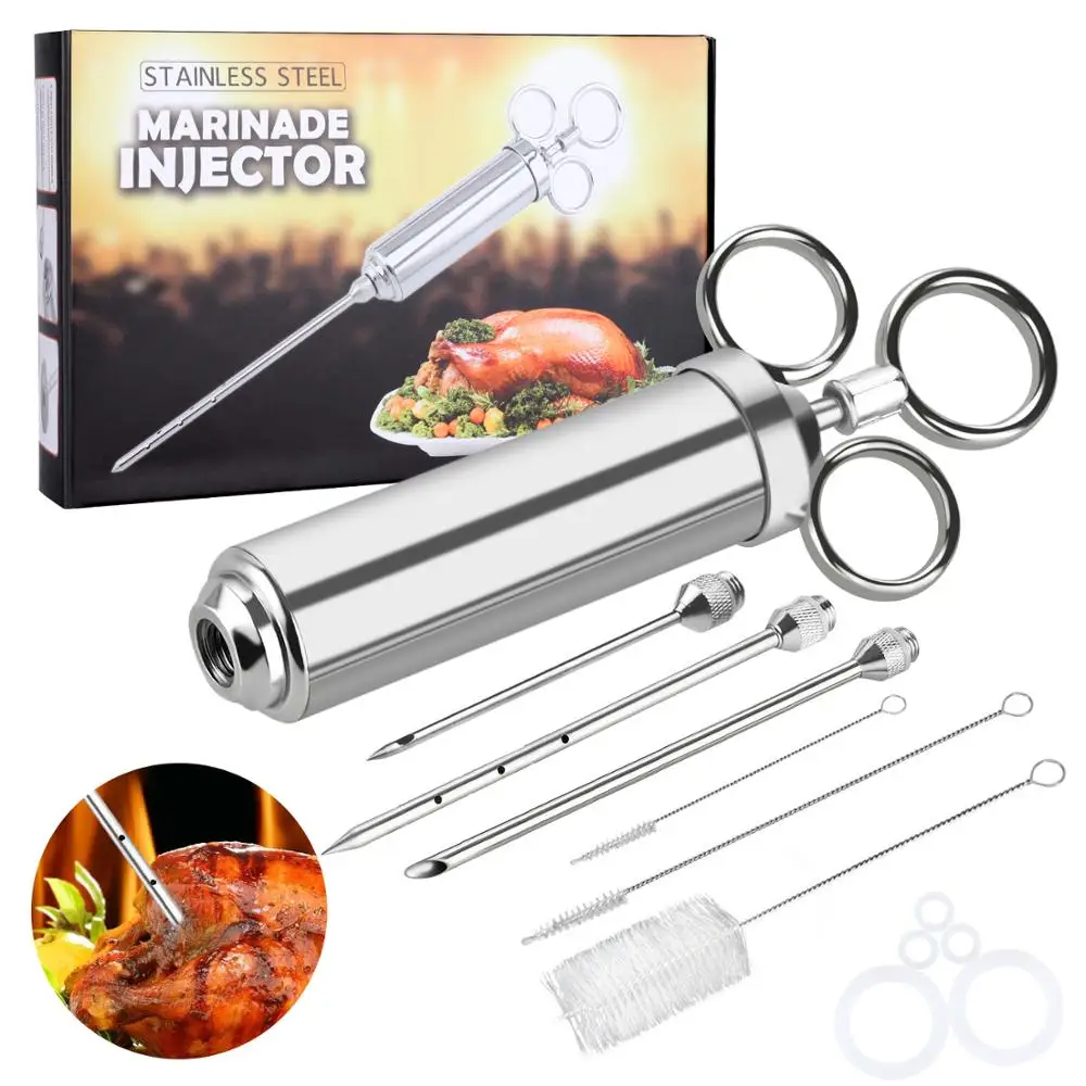 Marinade Meat Injector Syringe Kit Sauces Steak Gun Needle Stainless Steel Turkey Cooking BBQ Barbecue Flavor Seasoning Grill
Marinade Meat Injector Syringe Kit Sauces Steak Gun Needle Stainless Steel Turkey Cooking BBQ Barbecue Flavor Seasoning Grill