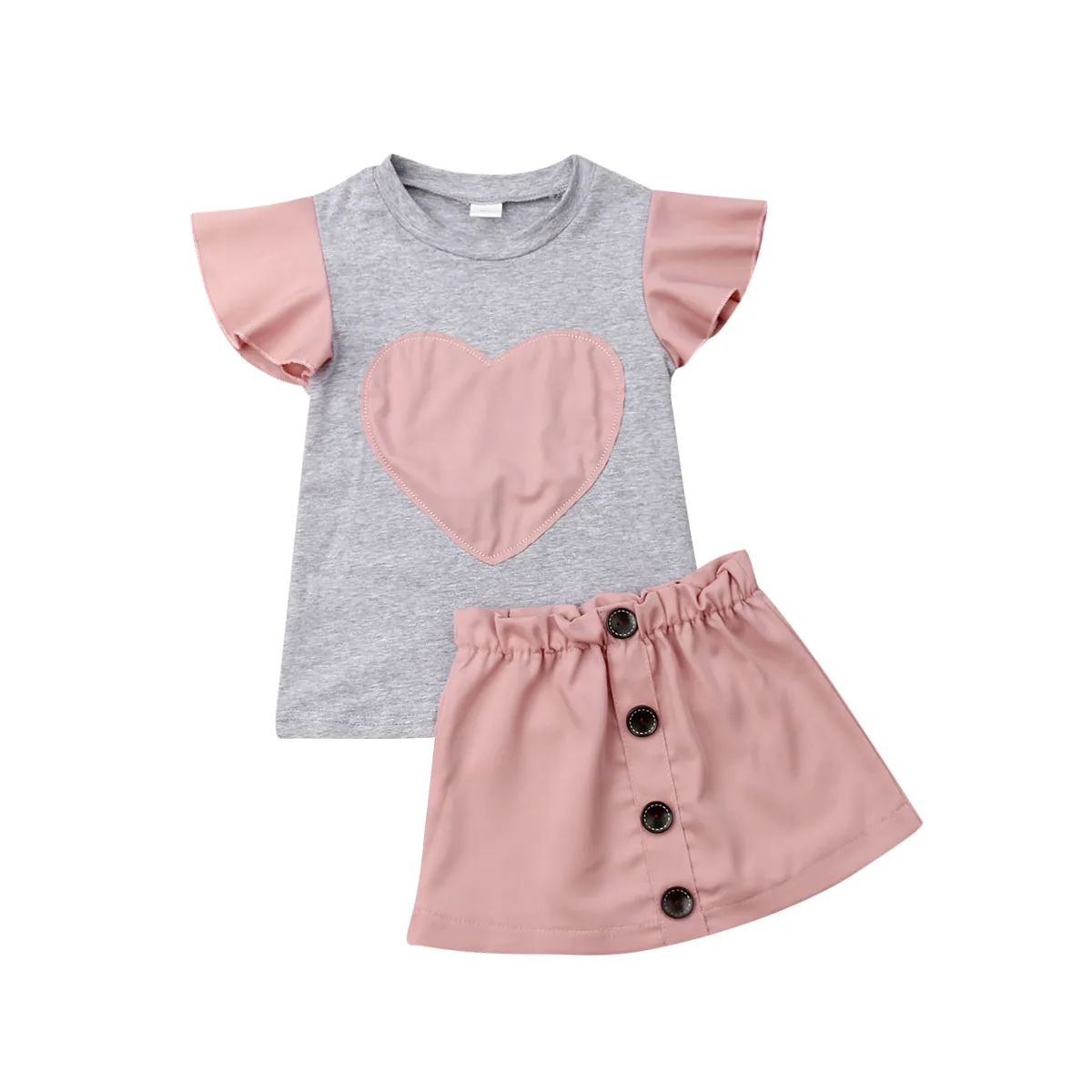 2019 Baby girl summer clothing set Fly Sleeve Heart Tops T-shirt Solid bottom Skirts Outfits for Kid clothes toddler Children
2019 Baby girl summer clothing set Fly Sleeve Heart Tops T-shirt Solid bottom Skirts Outfits for Kid clothes toddler Children