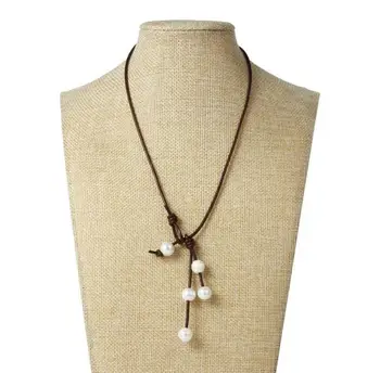 New Fashion Pearl Jewellery,Long Leather AA White Freshwater Pearl Necklace Two Layers Dark Brown Leather Size Pearl Necklace
New Fashion Pearl Jewellery,Long Leather AA White Freshwater Pearl Necklace Two Layers Dark Brown Leather Size Pearl Necklace