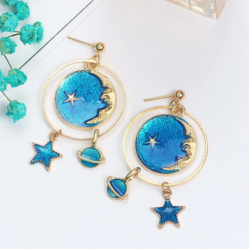 Women New Romantic Blue Sky Cosmic Star Earrings For Women Personality Stars Moon Long Drop Earrings
Women New Romantic Blue Sky Cosmic Star Earrings For Women Personality Stars Moon Long Drop Earrings
