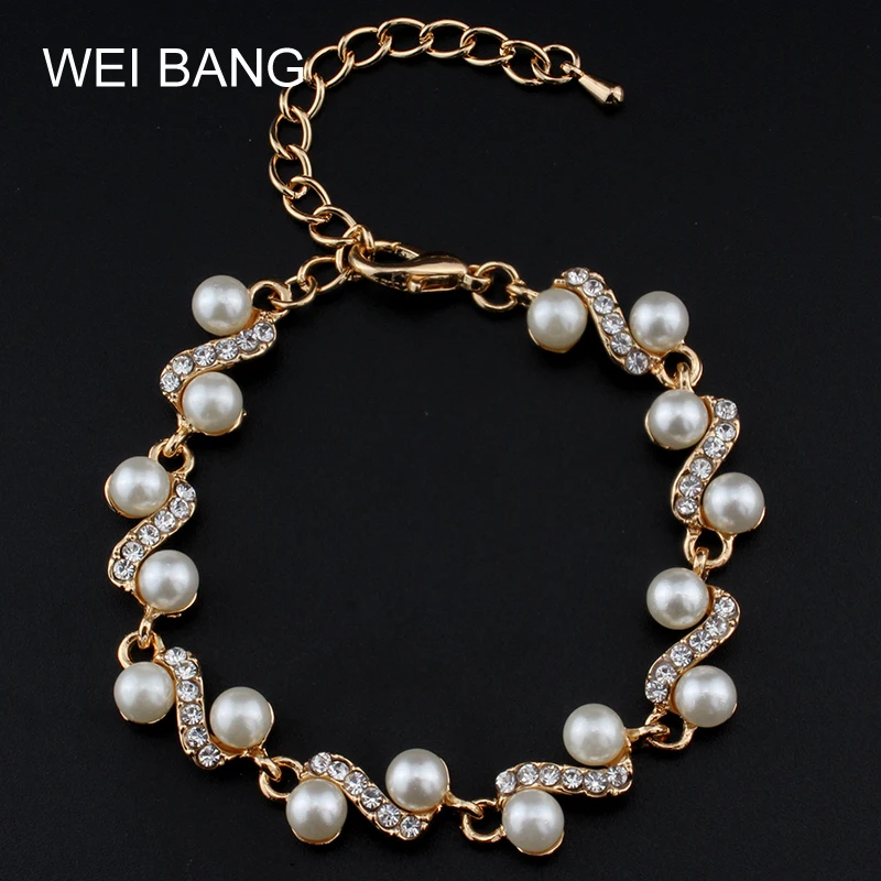 High Quality Charm Bracelets Golden Silver Color Simulated Pearl Wedding Jewelry Accessories Gift Wholesale
High Quality Charm Bracelets Golden Silver Color Simulated Pearl Wedding Jewelry Accessories Gift Wholesale